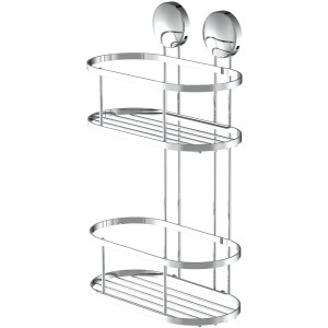 Eisl Duschablage mit 2 Etagen, rostfreier Edelstahl, zur Wandmontage ohne Bohren.