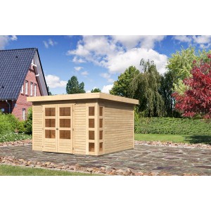 Karibu Holz-Gartenhaus Sölve Natur Flachdach Unbehandelt 298 cm x 302 cm