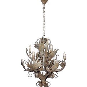 Champagnerfarbener Kronleuchter Fly Through II mit filigranem Blattdesign für stilvolle Beleuchtung.