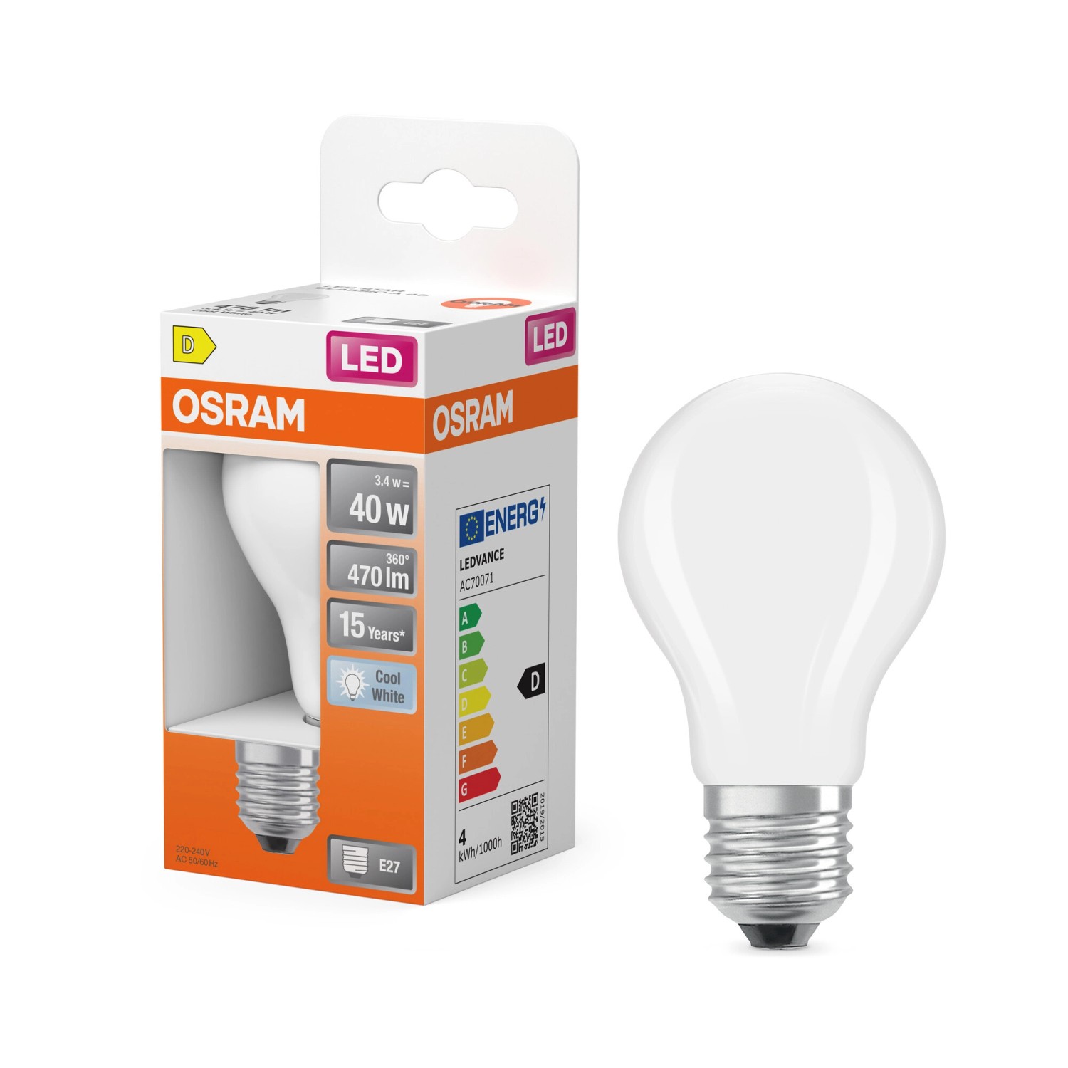 Osram LED-Leuchtmittel E27 Glühlampenform 3,4 W 470 lm Neutralweiß Matt_3