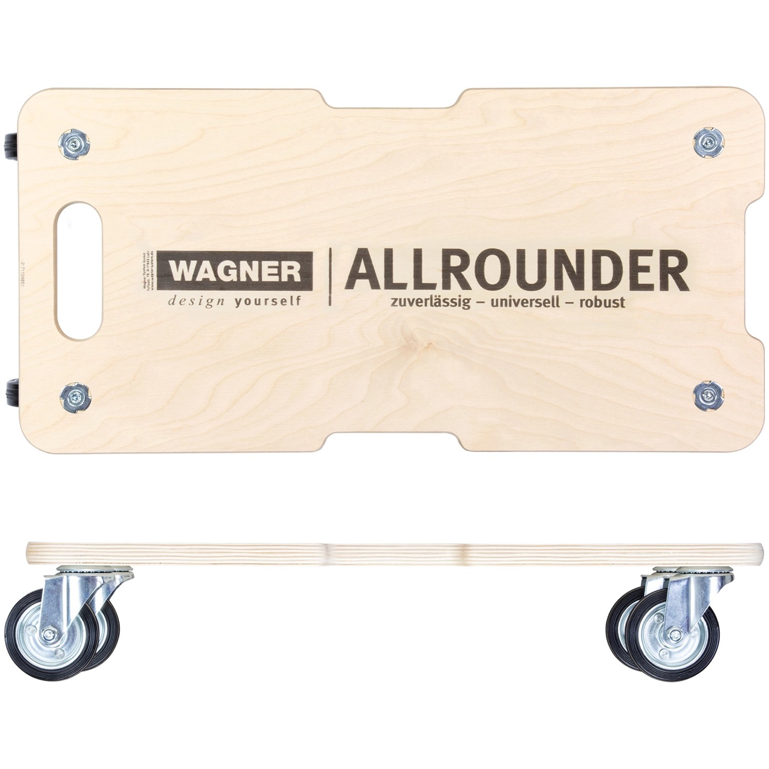 Wagner Transporthilfe 1327 mit Birkenholz-Platte und Rollen, Tragkraft 300 kg.