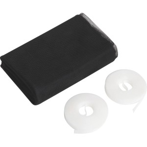 Anthrazitfarbenes Insektenschutznetz (130x220cm) für bodentiefe Fenster mit Klettband.