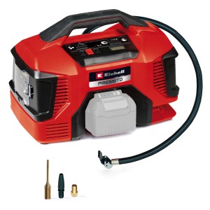 Einhell Akku-Luftpumpe Pressito 18/21 Solo: Kompressor mit digitaler Anzeige und Zubehör.
