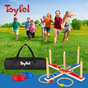 Toyfel Mitty Toss Wurfspiel Set mit Tasche, Ringe aus Kunststoff und Sisal für Spiel & Spaß im Garten.