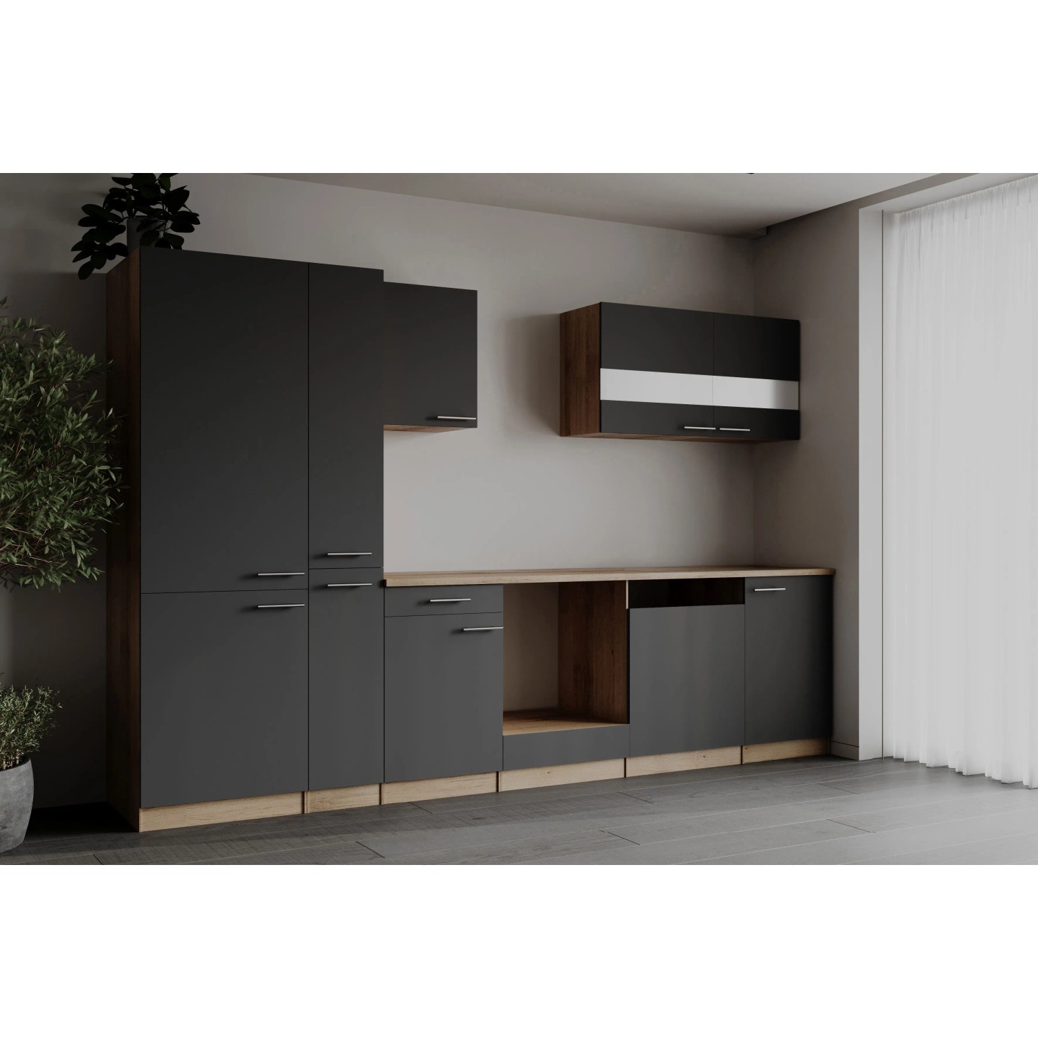 Respekta Küchenzeile Merle 310 cm Grau ohne E-Geräte_3