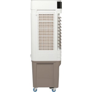 Luftkühler 60 l in Weiß-Braun, mobiles Klimagerät mit Rollen für Räume bis 60 m².