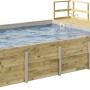 Hellgrauer Weka Holzpool mit Sonnendeck, Leiter und Technikraum. Ideal für Badespaß im Garten.