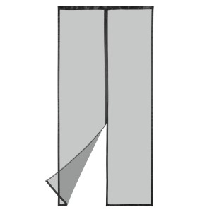 Schwarzes Easymaxx Moskitonetz mit Magnetverschluss für Tür, 100x210 cm.