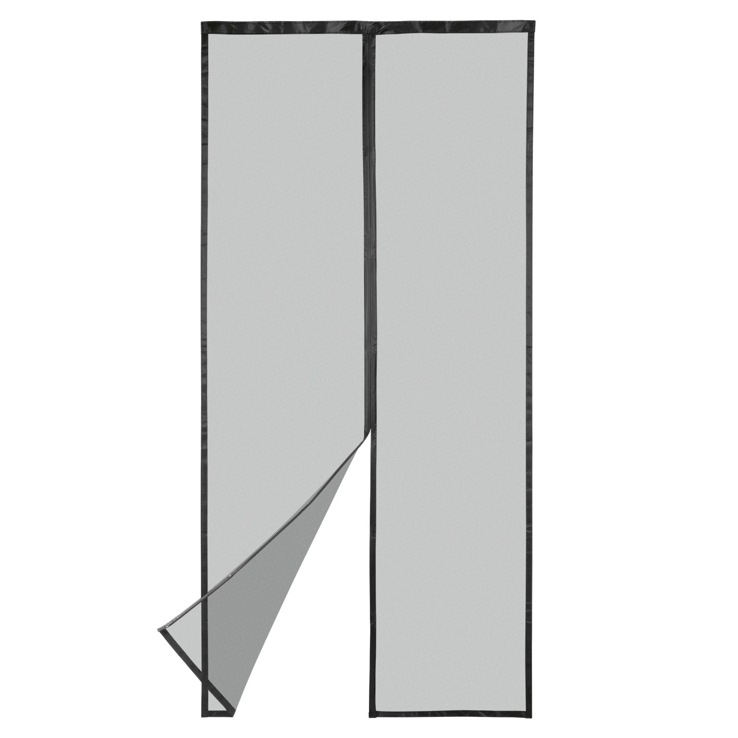 Schwarzes Easymaxx Moskitonetz mit Magnetverschluss für Tür, 100x210 cm.