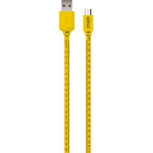 Gelbes Schwaiger Micro USB Kabel mit Metermaß (1m) für Handy-Zubehör.