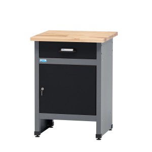 Küpper Werkbank mit Tür und Schublade, 84x60x60 cm, schwarz-hellgrau, FSC®-zertifiziert.