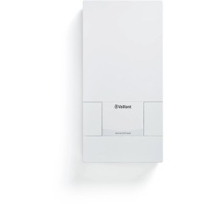 Vaillant Elektronischer Durchlauferhitzer, 21 kW, druckfest, weiße Verkleidung.