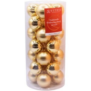 Vitbis Weihnachtskugeln Ø 6 cm 28 Stück Gold Mix