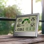 Bresser Thermo-Hygrometer VentAir H Anthrazit mit Temperatur-, Feuchtigkeitsanzeige und Lüftungsempfehlung.