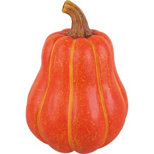 Dunkelorangefarbener Deko-Kürbis aus Polystone, 34x25x25cm, für die Gartendekoration.