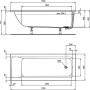 Technische Zeichnung: Ideal Standard Connect Air Badewanne, 170x70 cm, Maße und Details.