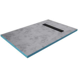 Aurlane Duschboard 80x120 cm befliesbar mit Ablaufkanal in Silber.