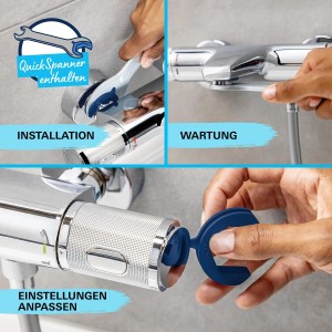 Grohe Precision Feel Brausegarnitur: Installation, Wartung und Anpassung mit QuickSpanner.