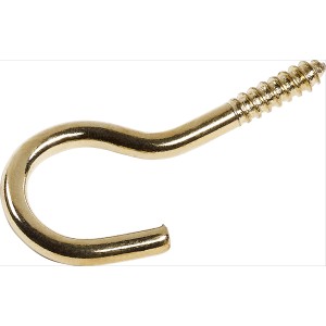 Goldener LUX Schraubhaken, gebogen, 3x40 mm, 4er-Set, für leichte Deko-Objekte.