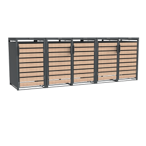 Westmann Mülltonnenbox Lacina 5 x 240 l Anthrazit/Holzoptik 80 x 332 x 116 cm