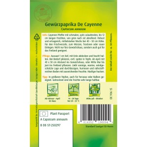 Samenpackung Quedlinburger Gewürz Paprika 'De Cayenne'.