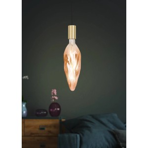 Dimmbares Eglo E27 LED Leuchtmittel in Kerzenform mit Kupfer-Finish und warmweißem Licht.