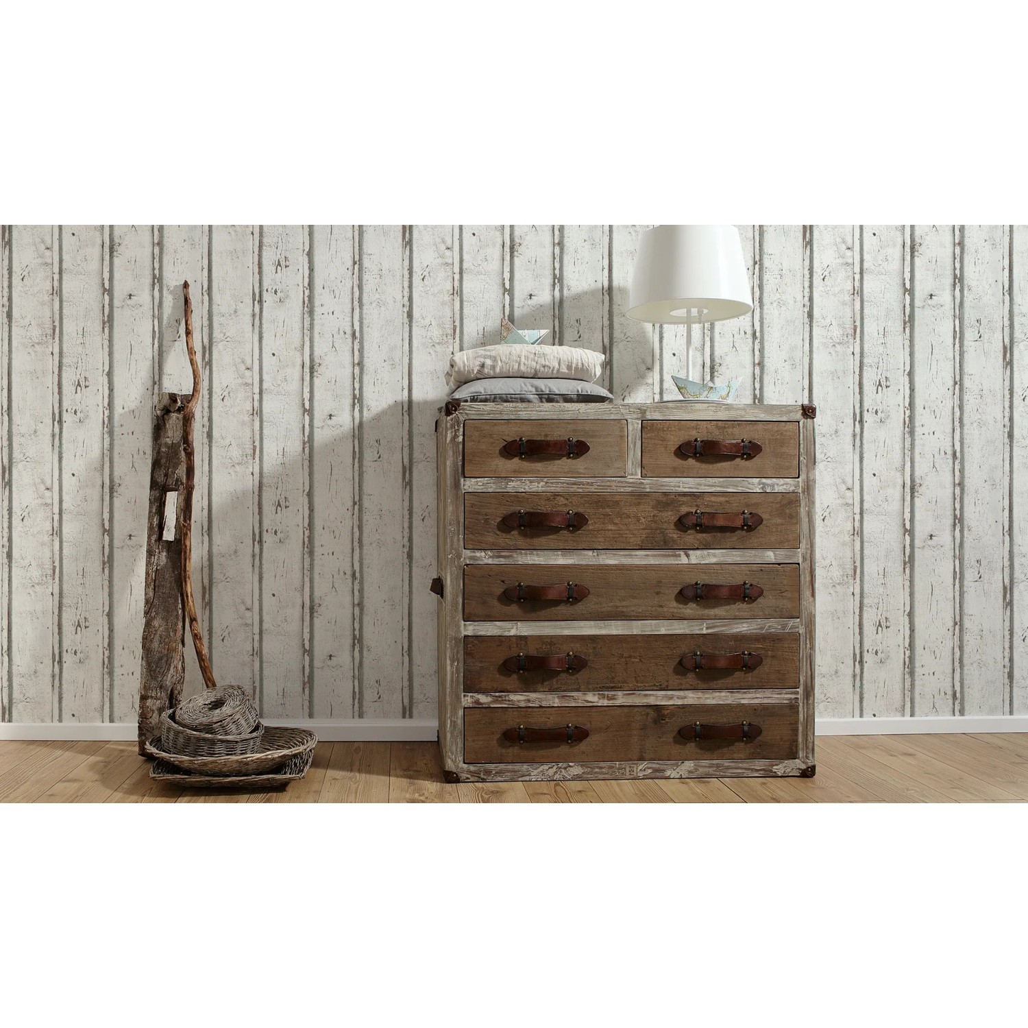 Vliestapete Dekora Natur 6 Holz Grau, Holzoptik, graue Wandgestaltung.