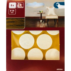 Selbstklebende Parkettgleiter, Ø 28 mm, 8 Stück, aus Wollfilz für empfindliche Böden.