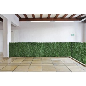 MCW Balkonsichtschutz Tanne, 500x100cm, hellgrüne Blätter auf Gitter.