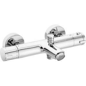 Chromfarbene baliv Thermostat-Wannenarmatur WA-2520 mit zwei Drehreglern.