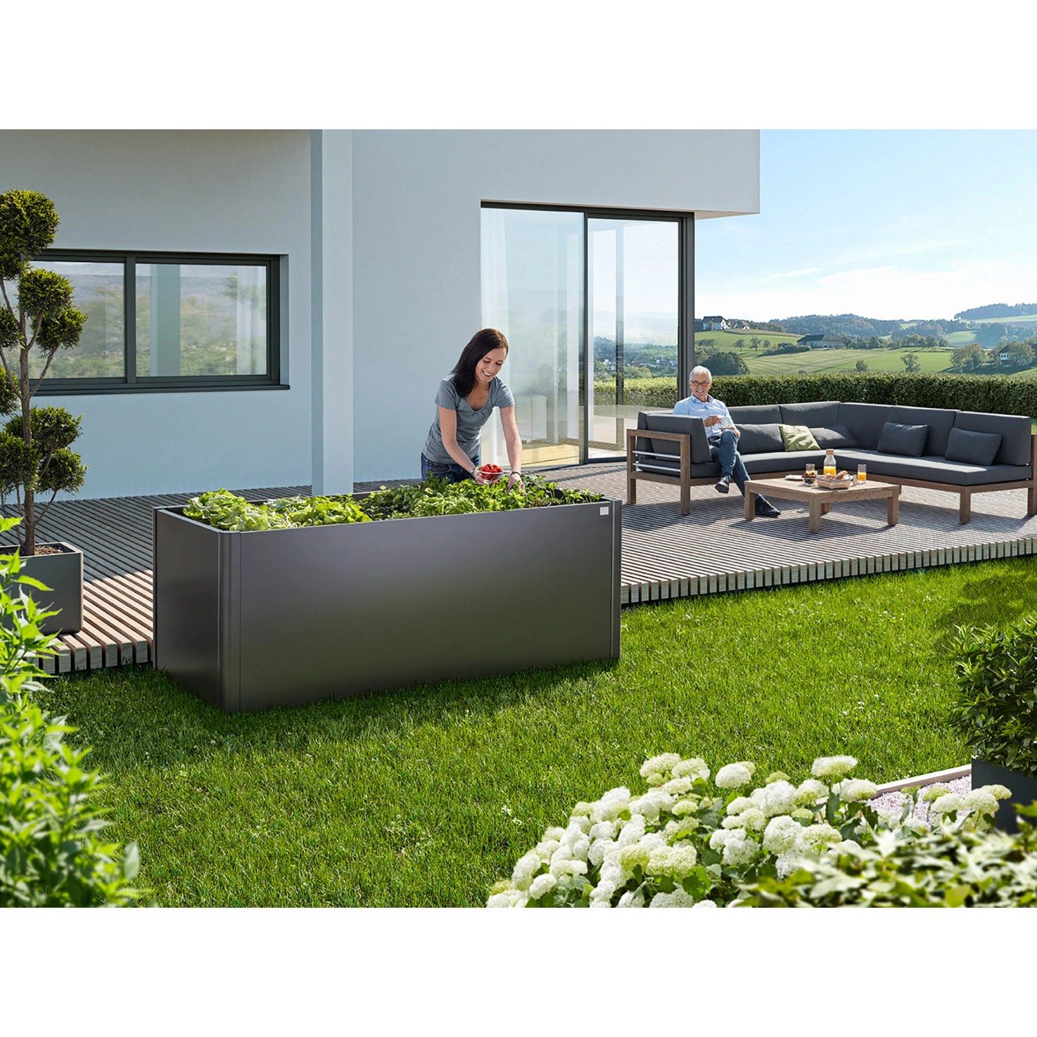 Biohort Hochbeet inkl. Gardena MicroDrip 194 x 95 x 77 cm Dunkelgrau