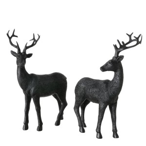 Boltze Deko-Figuren Crocky, 2 schwarze Hirsche, detailreich