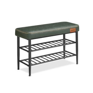 Grüne Vasagle Schuhbank (80x50x30cm) mit gepolsterter Sitzfläche und 2 Ablagen.