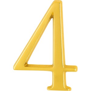 AnsaPro Hausnummer 4 aus Messing, goldene Zahl für die Hauswand.