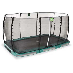 Grünes EXIT Allure Classic Bodentrampolin 244x427 cm mit Sicherheitsnetz.