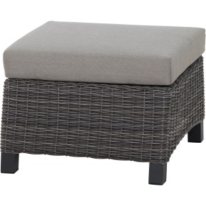 Siena Garden Loungehocker Corido, anthrazitfarbenes Geflecht mit taupefarbenem Kissen.