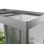 Modernes Biohort Gewächshaus Florentina Mini, Quarzgrau-Metallic. Obere Ecke mit klaren Paneelen und Pflanzen.