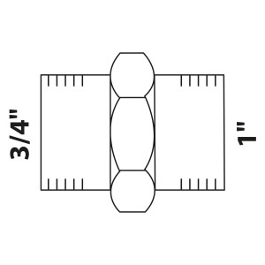 Kirchhoff Reduzier-Doppelnippel, Rotguss, 33,3 mm (1") x 26,4 mm (3/4").