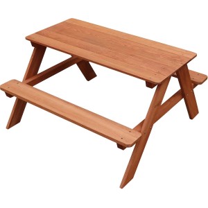 Sunny Dave Picknicktisch aus Holz, rotbraun, für Kinder zum Spielen und Spaß haben im Garten.
