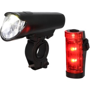 Fischer LED-Akku-Beleuchtungsset 45 Lux mit Front- und Rücklicht für Fahrräder.