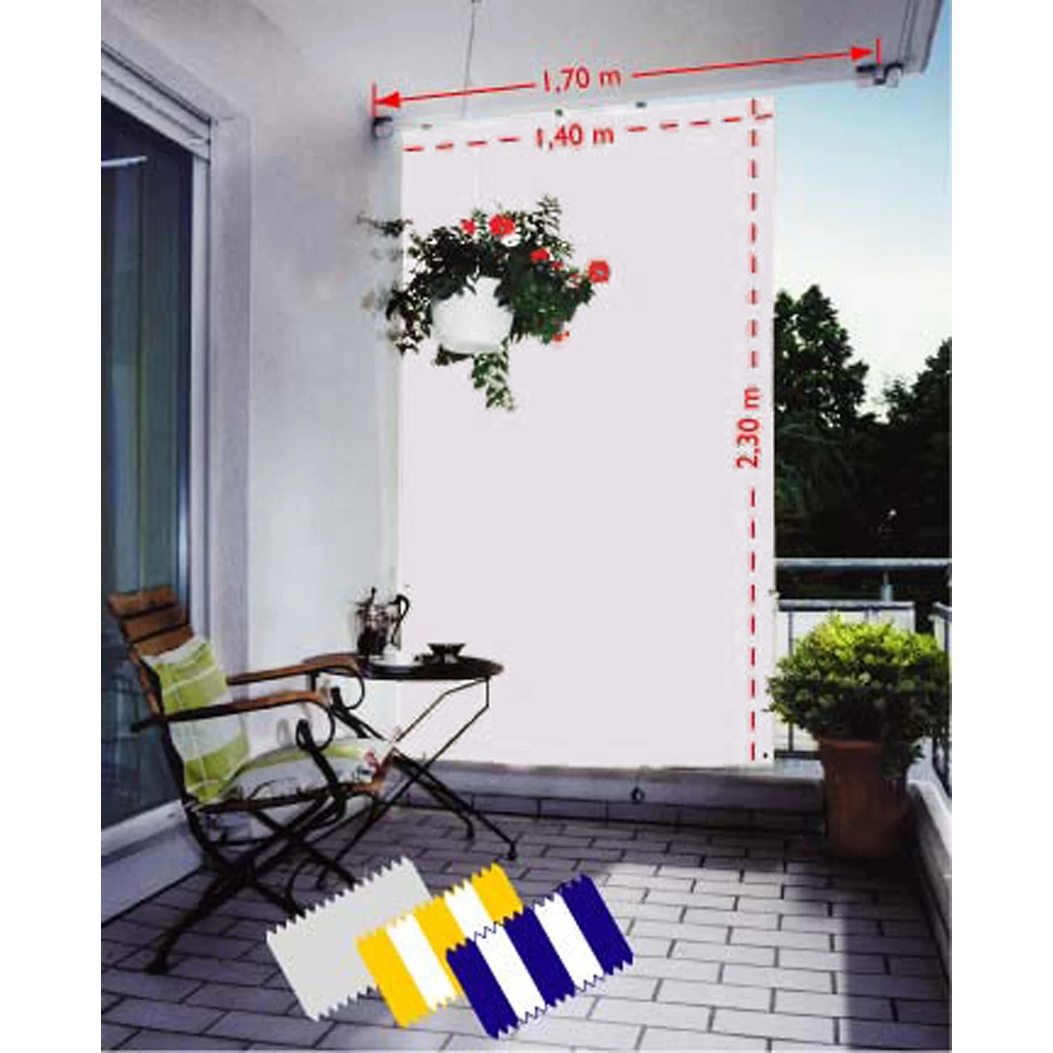 Floracord Senkrecht-Sonnensegel Rechteckig Wasserfest 230 cm x 140 cm  Elfenbein kaufen bei OBI