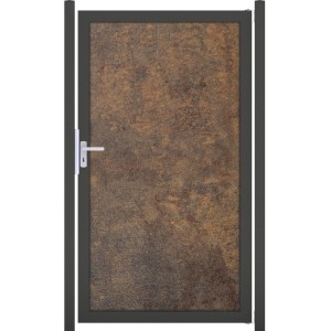 GroJaPremo Tor Rostoptik, Sichtschutzzaun-Tor mit Rahmen in DB703, inklusive Griff.