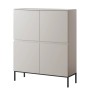 Selsey Highboard Bemmi, 100 cm, kaschmirgrau mit 4 Türen und schwarzen Metallbeinen. Modernes Sideboard.