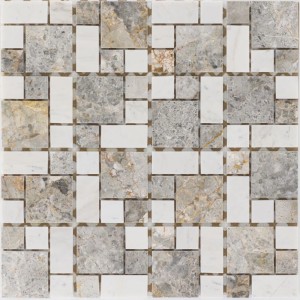 Marmormosaik Golden Vein Milky White, 30,5x30,5 cm, für Wand und Boden.