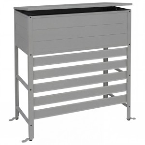 Graue Aluminium Verkleidung für Klimaanlage/Wärmetauscher mit Stauraum, 110x96x43cm.