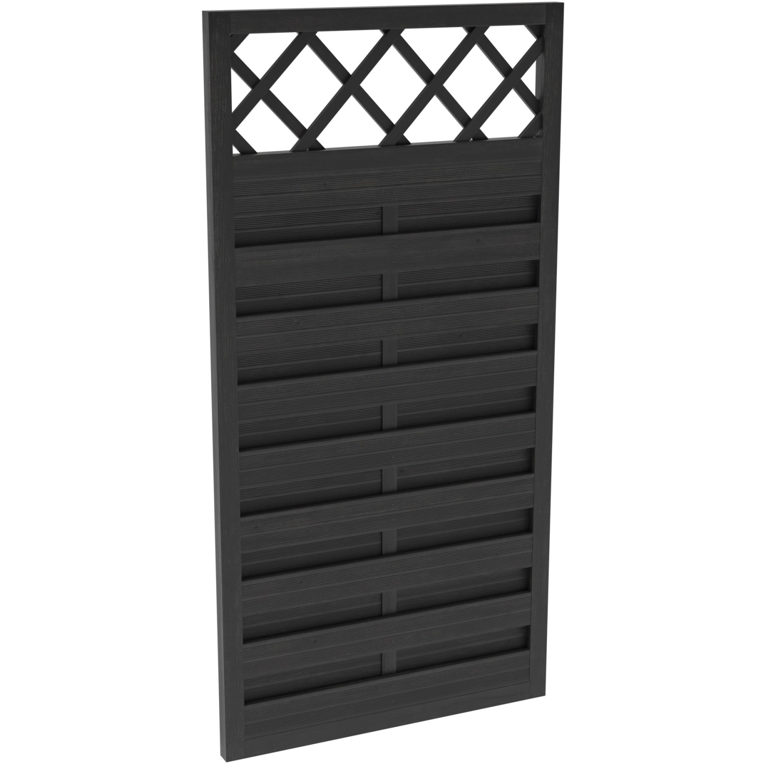 Anthrazitfarbenes Sichtschutzzaun-Element Country, 180x90cm, mit Latten und Gittermuster für den Garten.