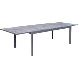 Rechteckiger, ausziehbarer Gartentisch von Garden Pleasure mit Keramikplatte und Aluminiumrahmen.