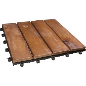 6er Set Klick-Fliese aus Akazienholz, 30x30cm, für Terrasse & Balkon.