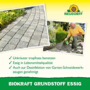 Neudorff Biokraft Grundstoff Essig AF 1l: Unkrautbekämpfung auf Wegen und Desinfektion von Gartengeräten.