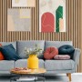 Grosfillex Wandverkleidung Element 3D Optik Linio Bamboo hinter Sofa und Tisch.